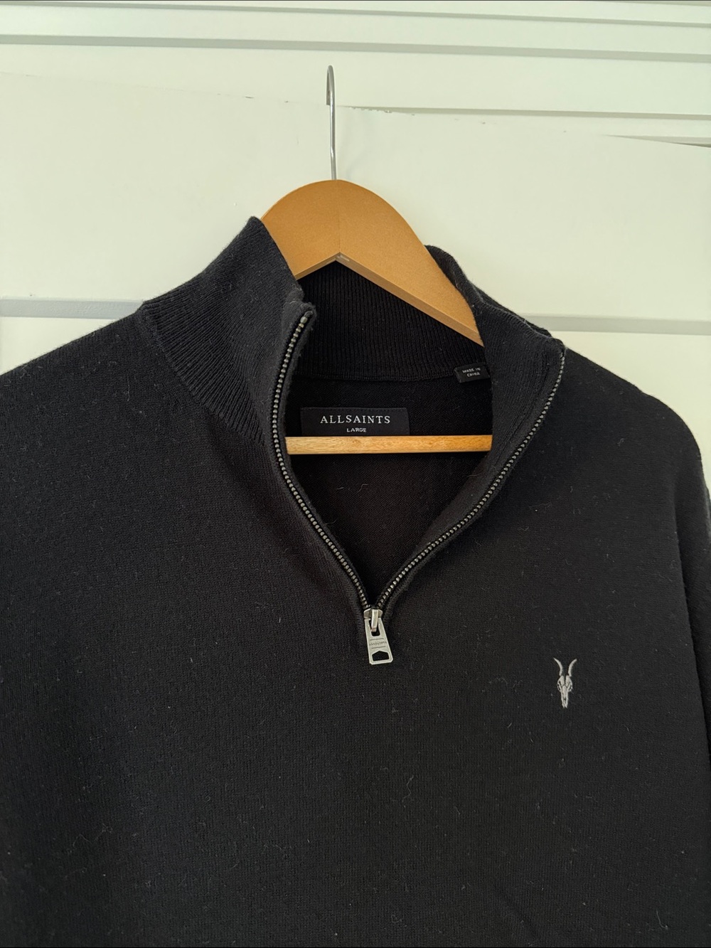 All Saints Black Half-Zip Sweater